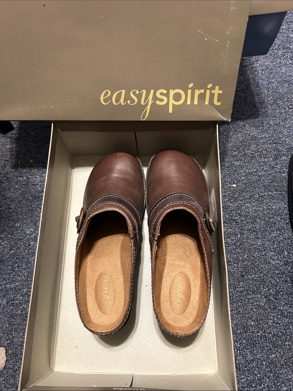Easy Spirit Brown Leather Slip-On Mules